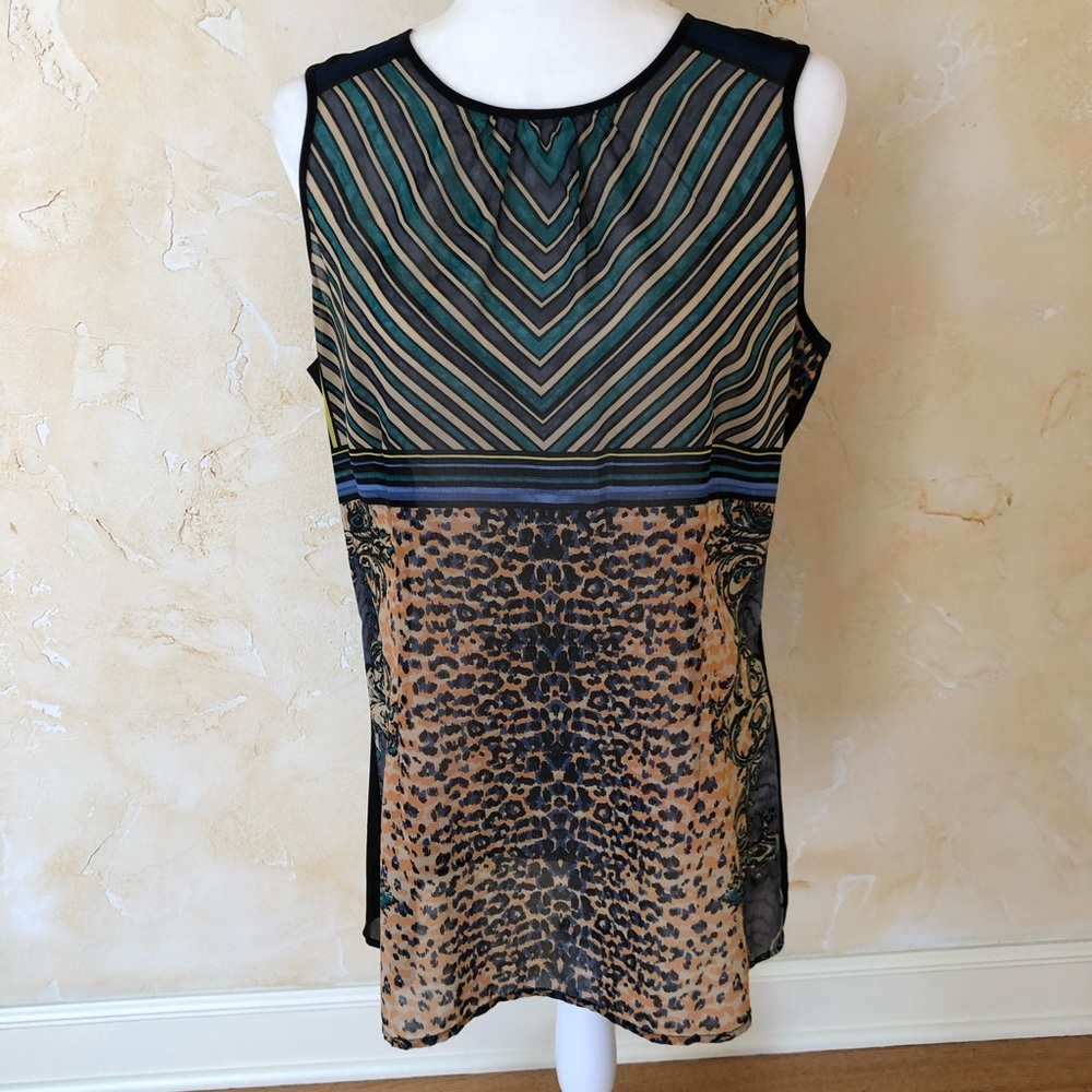 CAbi Multicolor Striped & Leopard Print Sleeveless Tunic